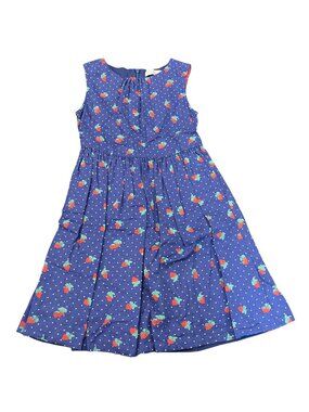 Mini Boden Strawberry Dress Girl's Size 7-8Y Linen, Cotton Blend Lined NO SASH